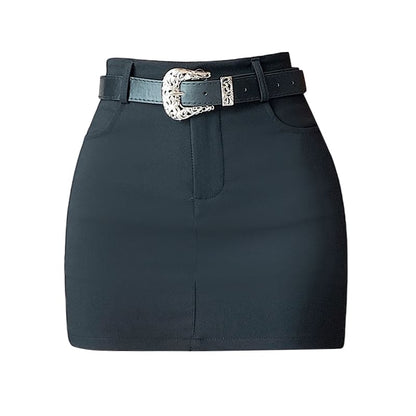 Mini Skort High Waist Pencil Plain