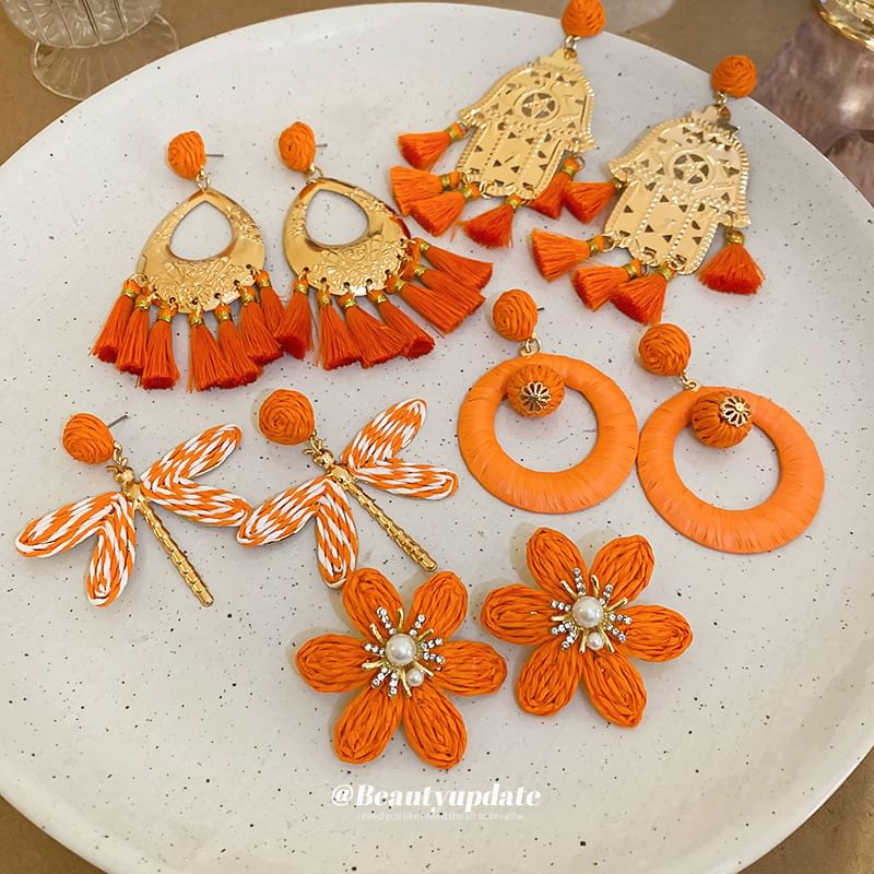 Hamsa Droplet Tassel Alloy / Earring Hand Chandelier