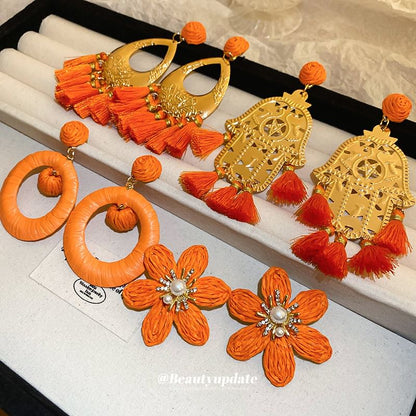 Hamsa Droplet Tassel Alloy / Earring Hand Chandelier