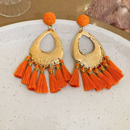 Hamsa Droplet Tassel Alloy / Earring Hand Chandelier