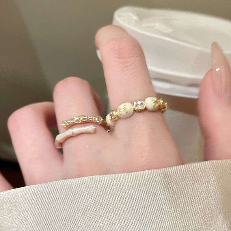 Glaze Ring Open Designs) Embellished Alloy (Various