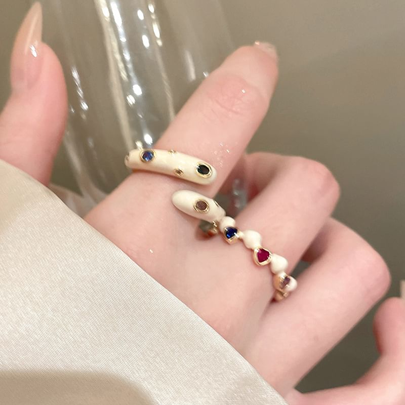 Glaze Ring Open Designs) Embellished Alloy (Various