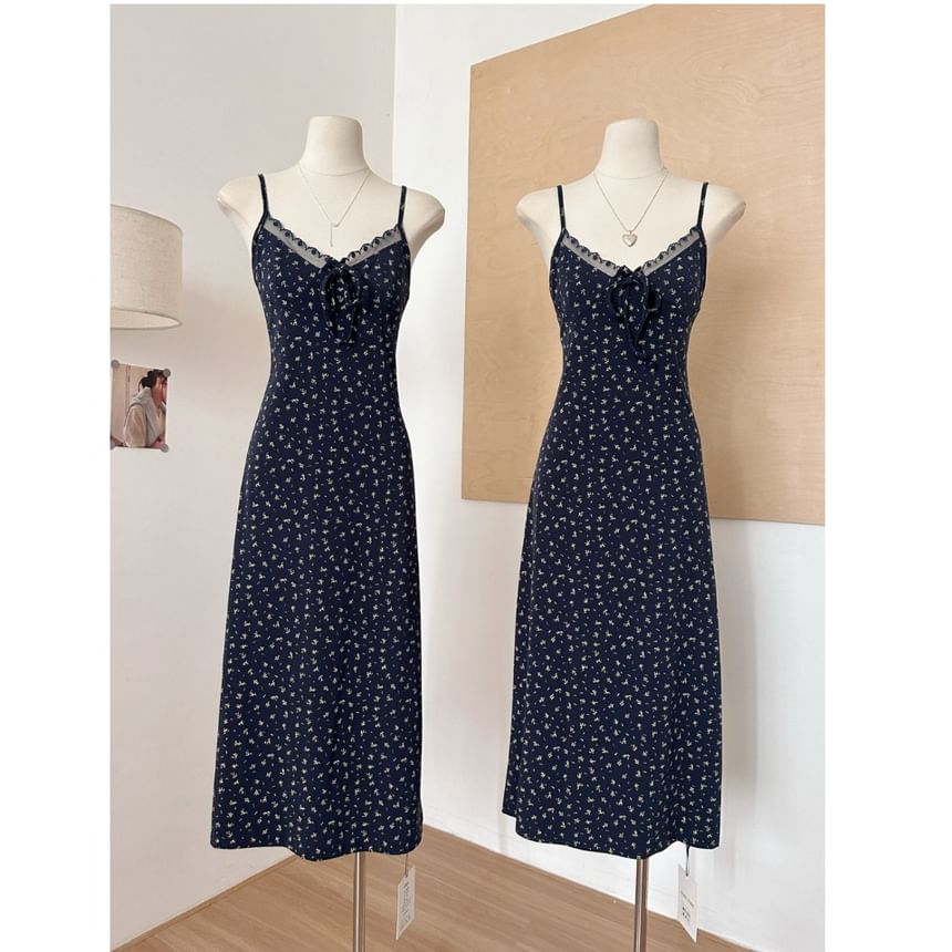 Set: + Strap Floral Open (Various Plain Spaghetti Lace Dress Trim Front A-Line V-Neck Print Designs) Cardigan