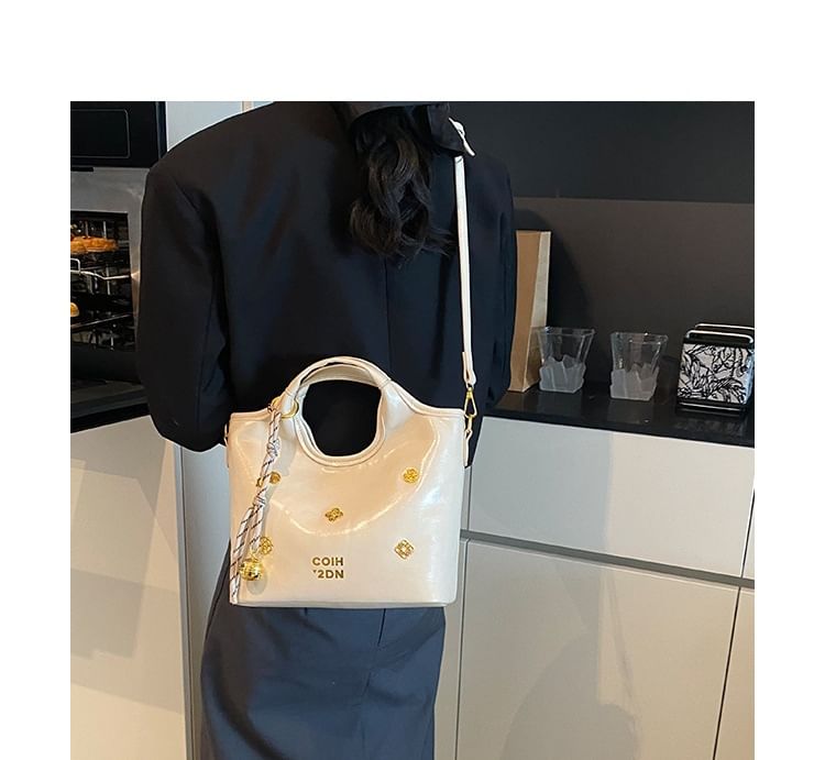 Handle Top Bucket Leather Bag Faux