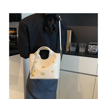 Handle Top Bucket Leather Bag Faux