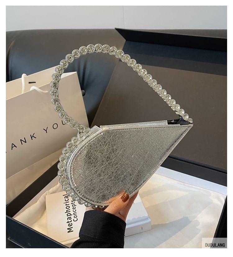 Bag Velvet Heart Hand Rhinestone