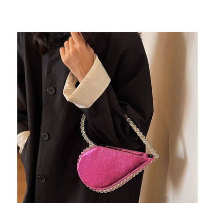 Bag Velvet Heart Hand Rhinestone