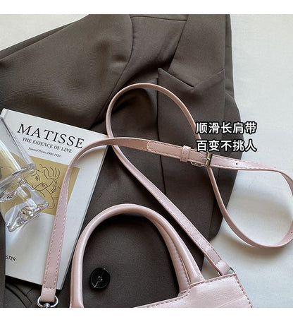 Bow Faux Leather Top Bag Handle Buckled Crossbody