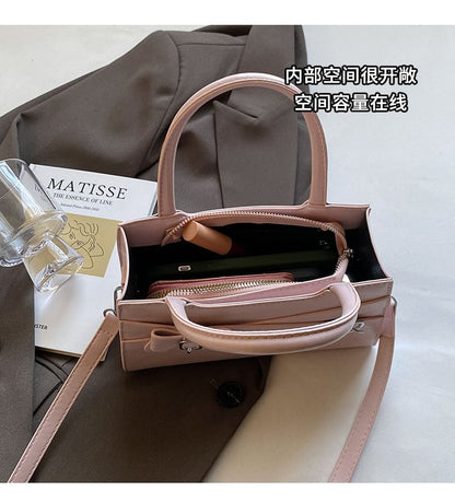 Bow Faux Leather Top Bag Handle Buckled Crossbody