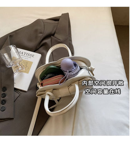 Top Leather Faux Crossbody Handle Bag Heart Bow