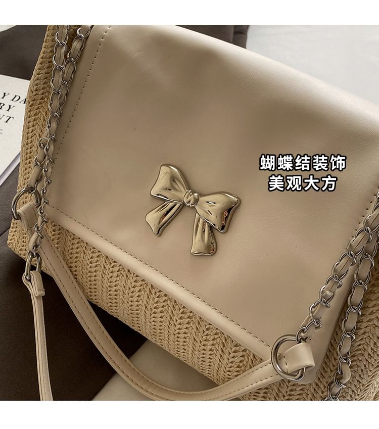 Bag Bow Woven Flap Shoulder