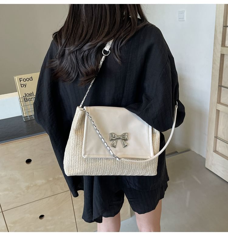 Bag Bow Woven Flap Shoulder