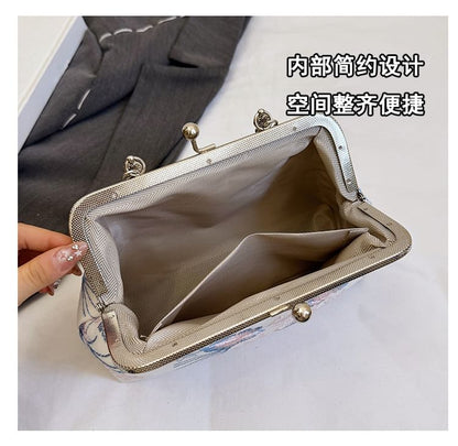 Floral Crossbody Kiss Lock Bag Embroidered