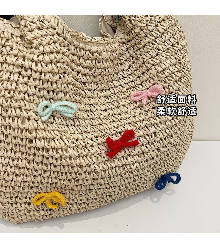 Tassel Bow Woven Tote Bag Strap