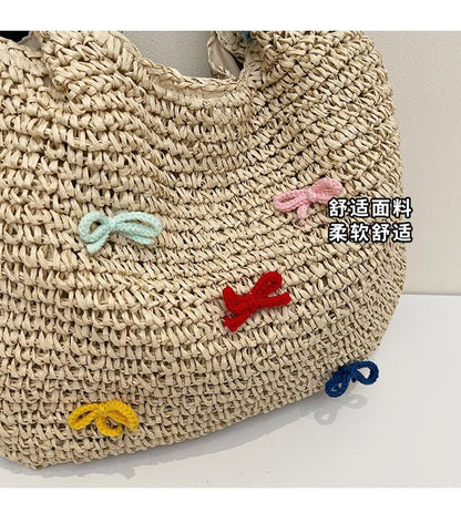 Tassel Bow Woven Tote Bag Strap