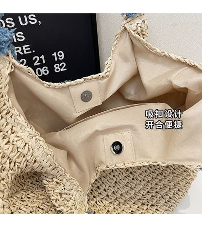 Tassel Bow Woven Tote Bag Strap