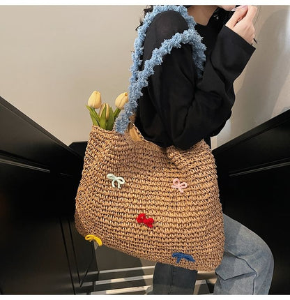 Tassel Bow Woven Tote Bag Strap