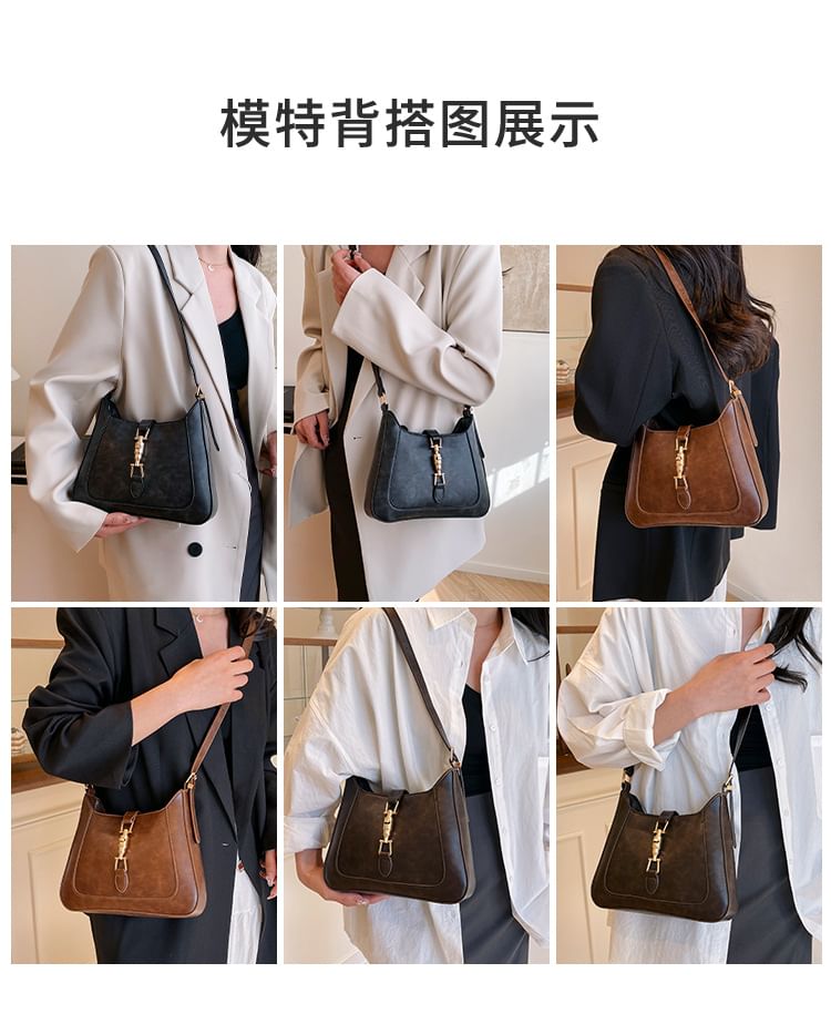 Buckled Crossbody Faux Bag Leather