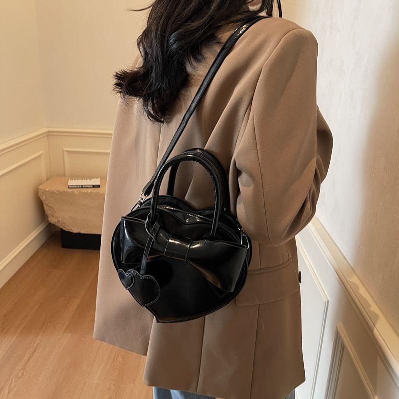 Heart Bag Leather Crossbody + Faux Set: Shaped Charm