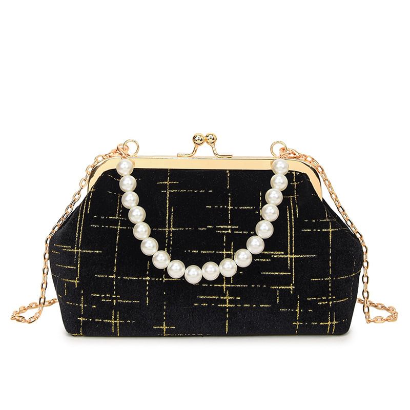 Kiss Crossbody Strap Lock Velvet Chain Bag
