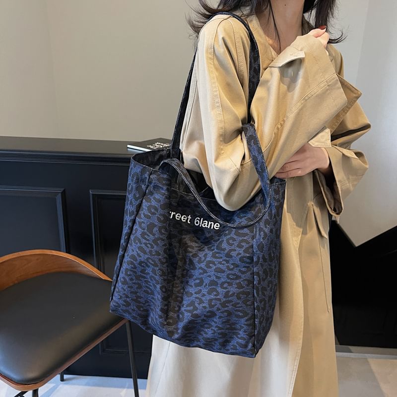 Denim Bag Leopard Tote Print