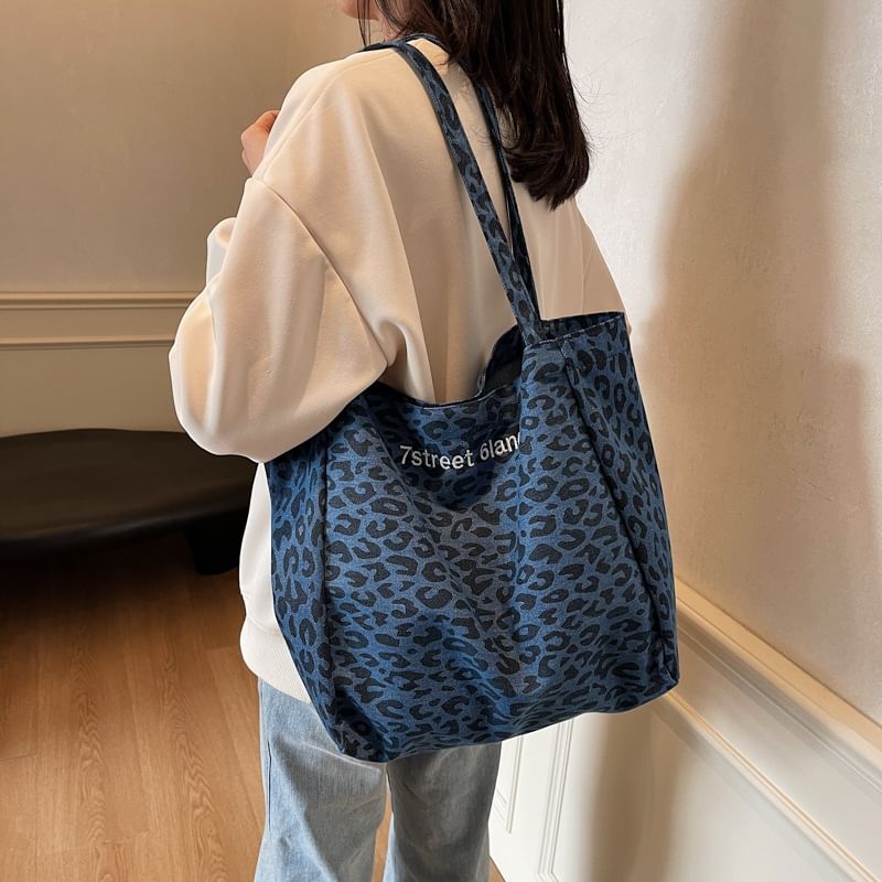 Denim Bag Leopard Tote Print