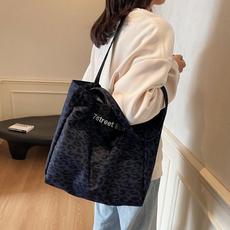 Denim Bag Leopard Tote Print