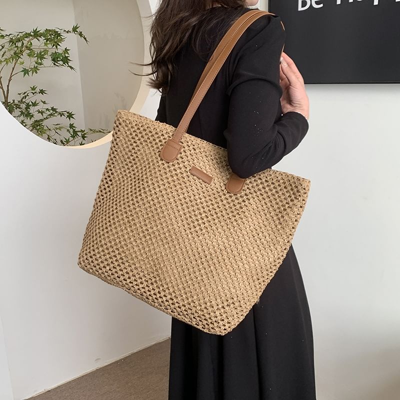 Straw Bag Perforated Tote