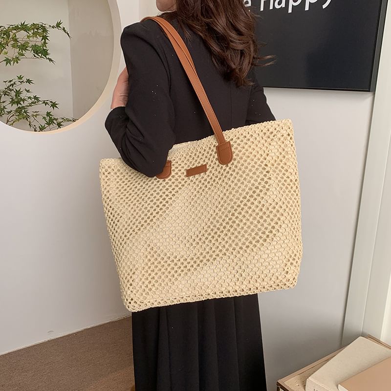 Straw Bag Perforated Tote