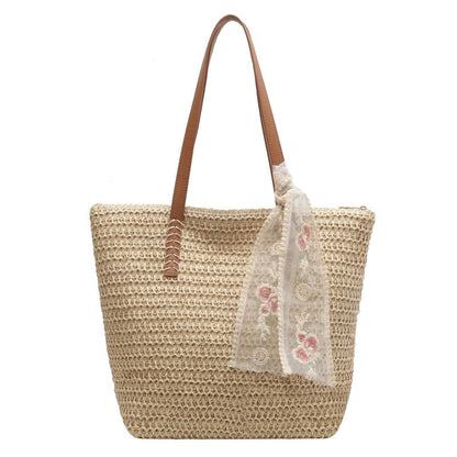 + Tote Scarf Bag Straw Set: