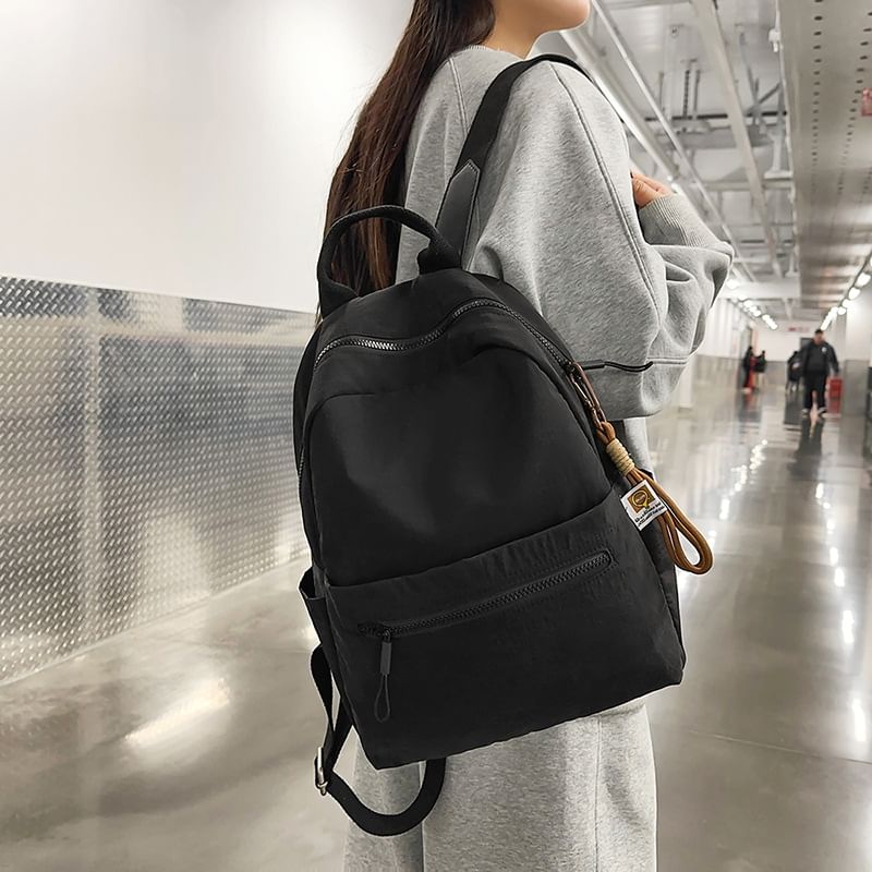 Charm + Backpack Plain Nylon Set: Bag Laptop