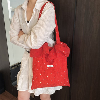 Trim Ruffle Tote Floral Embroidered Bag