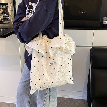 Trim Ruffle Tote Floral Embroidered Bag