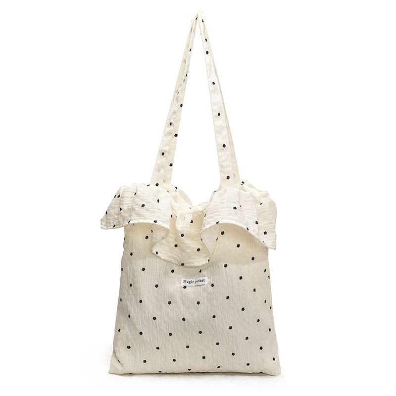 Trim Ruffle Tote Floral Embroidered Bag