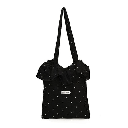 Trim Ruffle Tote Floral Embroidered Bag