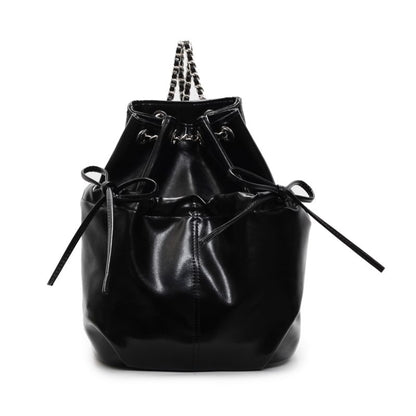 Faux Plain Leather Drawstring Backpack
