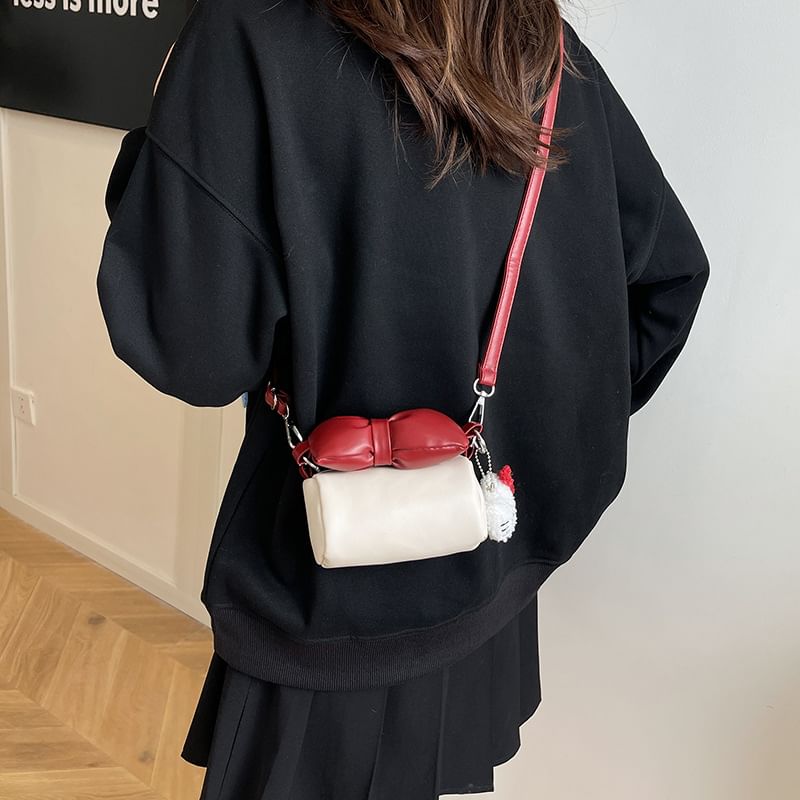 Bag Cylinder Crossbody Bow Accent