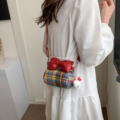 Bag Cylinder Crossbody Bow Accent