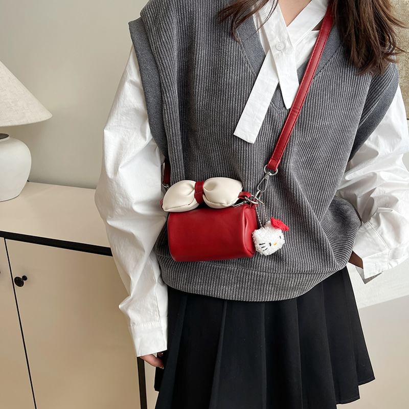 Bag Cylinder Crossbody Bow Accent