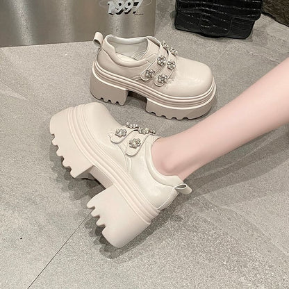 Platform Shoes Faux Embellished Leather