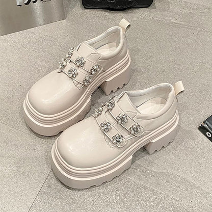 Platform Shoes Faux Embellished Leather