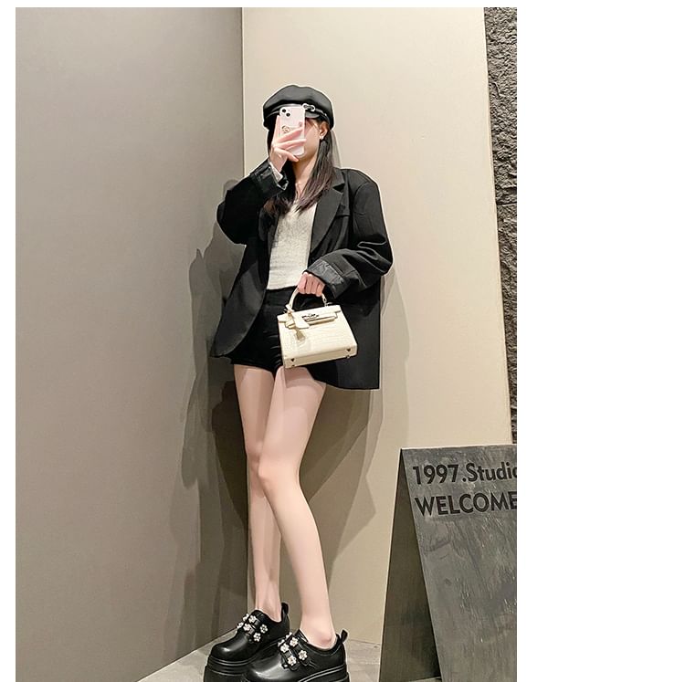 Platform Shoes Faux Embellished Leather