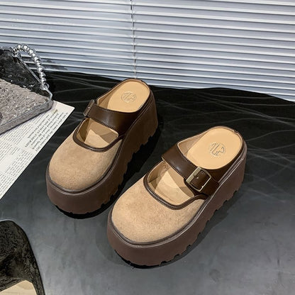 Two Jane Platform Mules Buckled Mary Tone