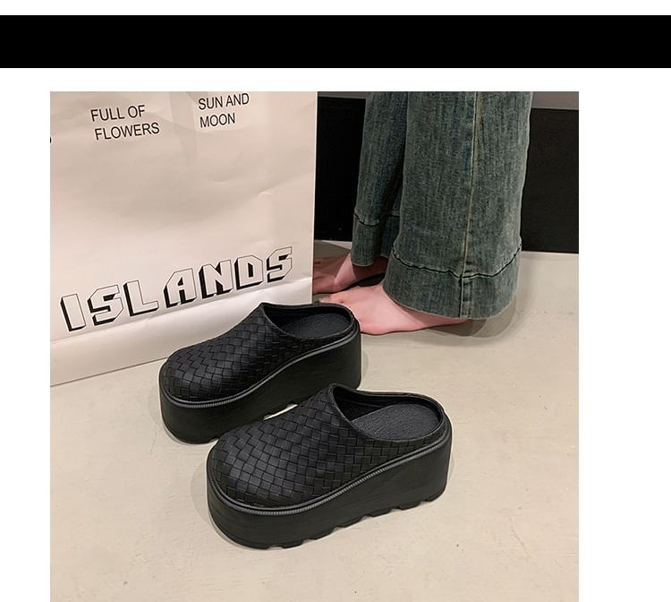Mules Faux Platform Leather Plain