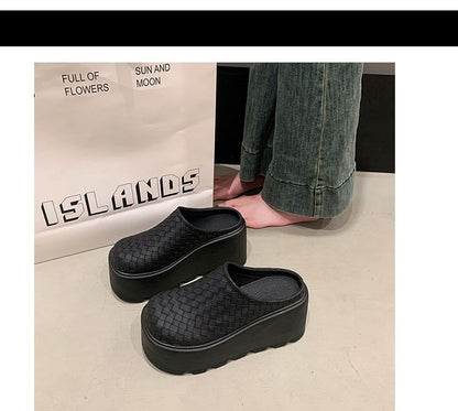 Mules Faux Platform Leather Plain