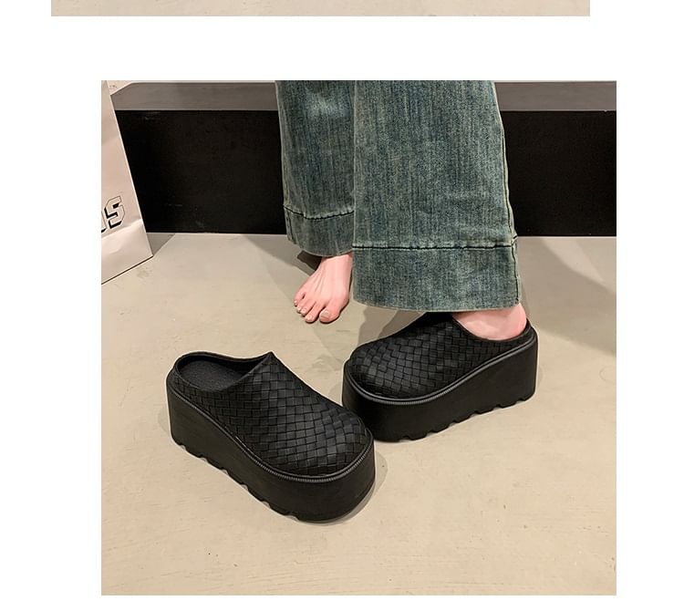 Mules Faux Platform Leather Plain