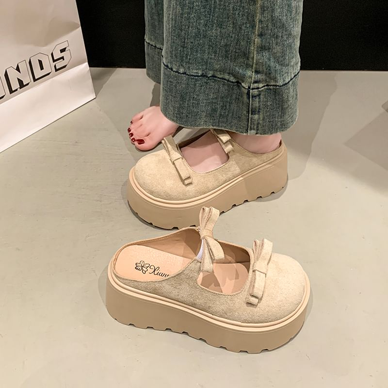 Accent Mary Platform Jane Plain Bow Mules