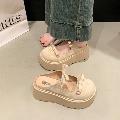 Accent Mary Platform Jane Plain Bow Mules
