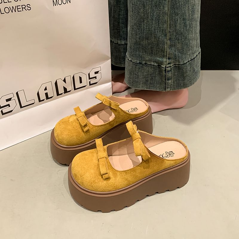 Accent Mary Platform Jane Plain Bow Mules