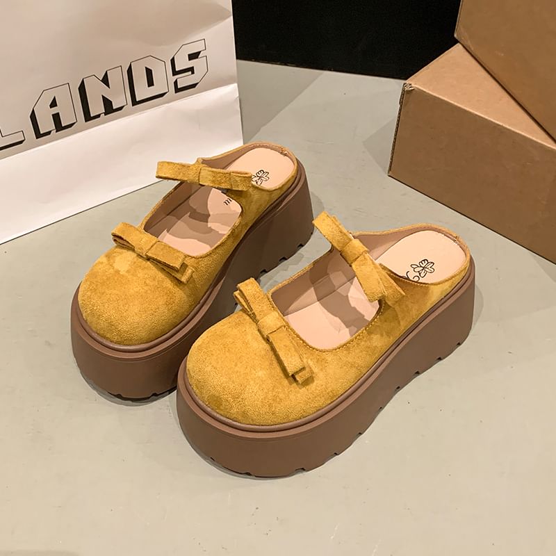 Accent Mary Platform Jane Plain Bow Mules